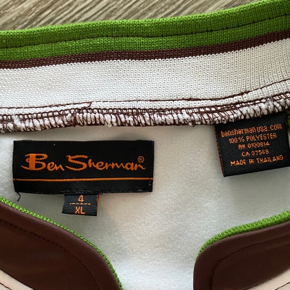 Ben Sherman men’s full zip retro track jacket brown green white stripe XL - Picture 5 of 6